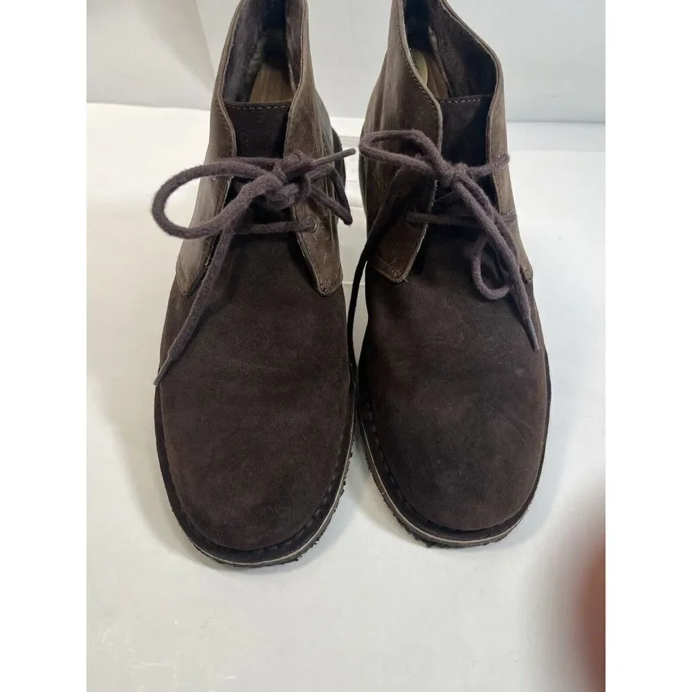 Ugg Mens Boots Size 11 US Chukka Desert Brown‎ Leather Suede Leighton Two Tone